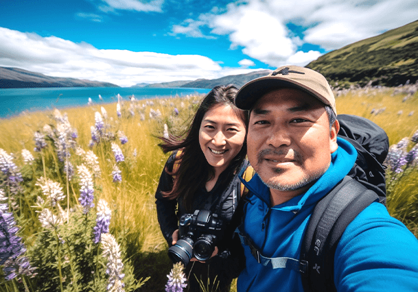 Couple travelling together after getting a visit visa